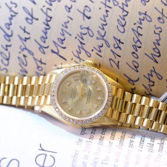 Rolex Datejust 18K Factory Diamond Dial 26mm Watch - Picture 4 of 8